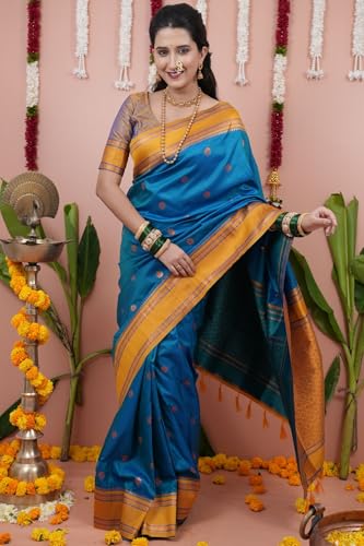 Image of SGF11 Women's Kanjivaram Pure Soft Silk Saree With Unstitched Blouse Piece