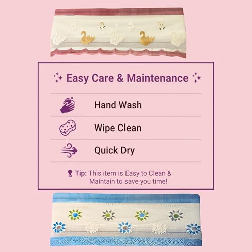 Image of Combo Cotton Net Split AC Cover Indoor Unit for 1.5Ton Capacity AC, Premium Work Indoor AC Dust Protection Cover Designer Summer Ac Cover for 1.5Ton Ac (38 X 15.35 X 7.8 inch, Peach & Blue)