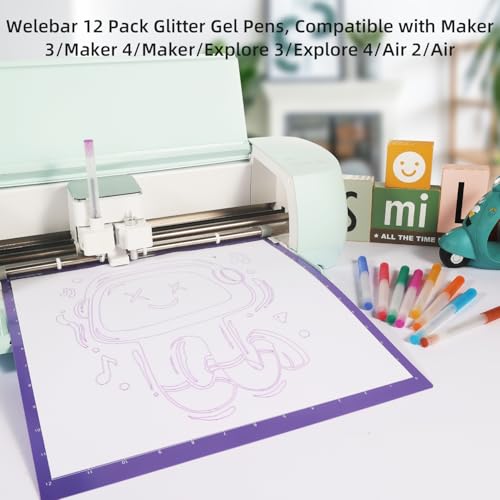 Image of Glitter Gel Pen Set Compatible with Cricut Maker 3 /Maker 4 /Maker /Explore 3 /4 /5 /Air 2 /Air, 0.8 Tip Glitter Pen Set of 12 Pack Medium Point Pen, Writing, Drawing, Invitations, Cards