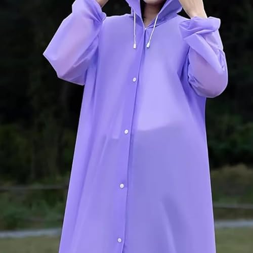 معاطف مطر قابلة لاعادة الاستخدام للبالغين من بروكسيما دايركت من قطعتين، معطف مطر خفيف الوزن مقاوم للماء مع غطاء للراس (ارجواني وازرق)