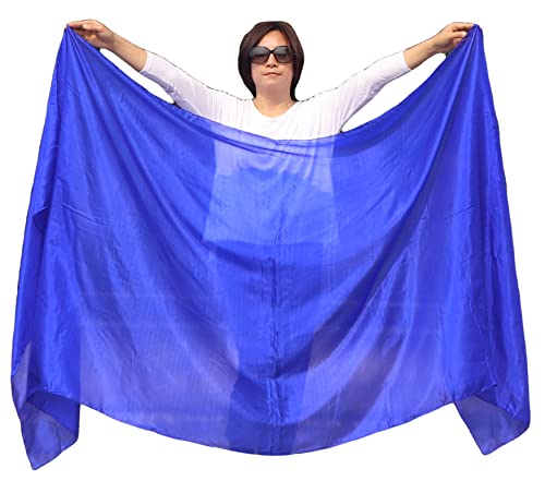 Winged Sirenny Plain Color Belly Dancing Silk Veil 3 Yards, Lightweight Translucent Real Silk Shawl with Hand Rolled Edges