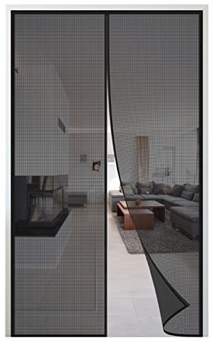 Magnet Fliegengitter Tür,100x190cm (39.37x74.8in) Insektenschutz Balkontür Fliegenvorhang,Automatisch Verschließen,Kinderleichte Klebemontage,für Wohnzimmer Schiebetür Terrassentür,Schwarz-d Cover