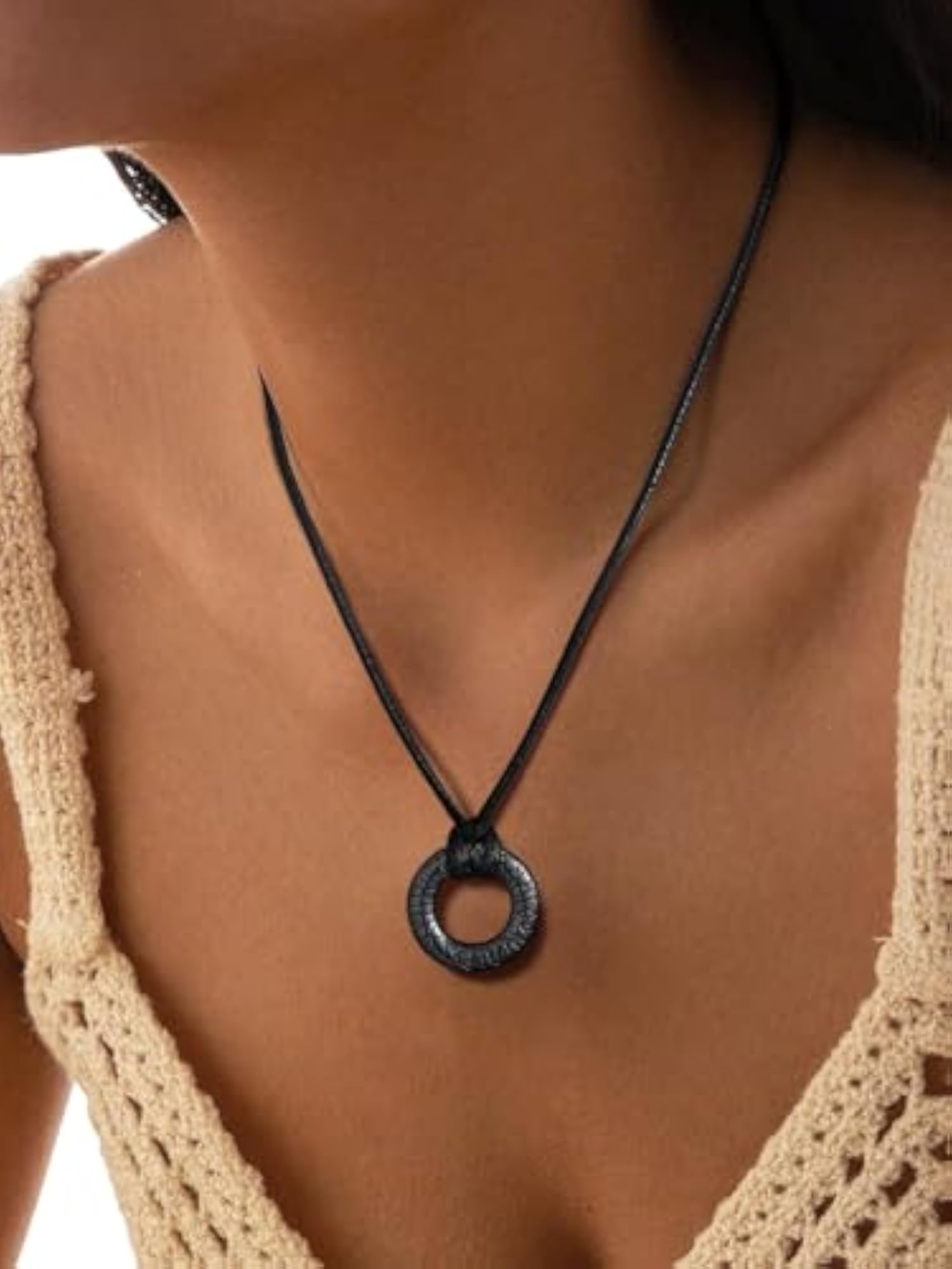 Norse Viking Rune Necklace with Adjustable Leather & Stainless Steel