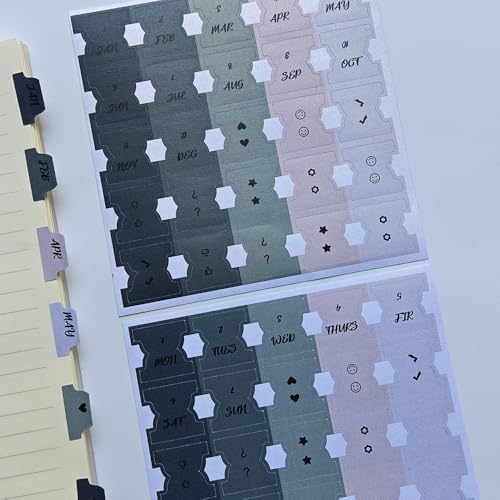Monthly Tabs Adhesive Tabs Designer Accessories for Office Study Planners Organizations (Forest)