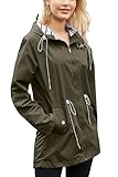 SotRong Womens Waterproof Jackets Foldaway Travel Raincoat Packable Rain Jacket Waterproof Trench Coat Lightweight Outdoor Walking Hiking Camping Jacket Ladies Snow and Rainwear Army Green M