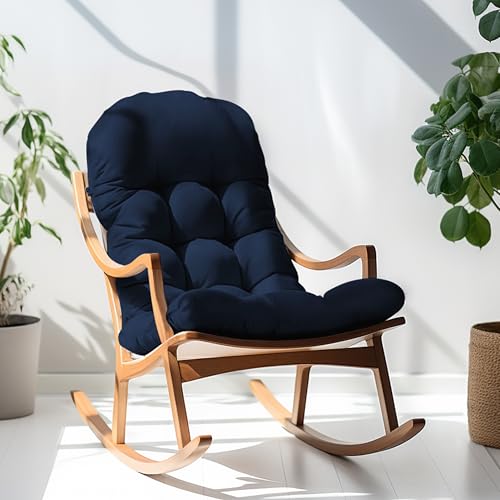 Image of Adirondack Chair Cushion, Rocking Chair Cushion 44x19.4x4 inch, High Back Patio Cushions of Upper and Lower with Ties, Sunscreen and Fade-Resistant (Dark Blue, 1)