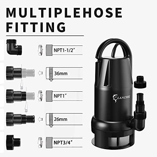 Lanchez Sump Pump Submersible 1/2 Hp 2394 Gph, Utility Pump For Clean/Dirty Water Removal, Water Pump For Pool Draining, Submersible Pump For Garden Pond Flooded Basement Water Transfer #TOP4