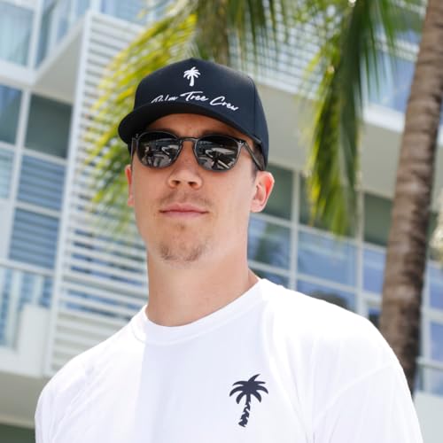Image of Palm Tree Crew Men's Adjustable Snapback Embroidered Logo Crew Hat