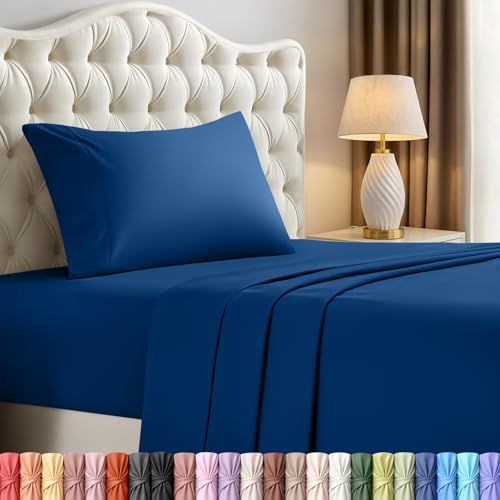 Image of Utopia Bedding Twin Sheet Set - 3 Piece Bed Sheets for Twin Size Bed, Soft and Breathable Microfiber, Includes 1 Fitted Sheet, 1 Flat Sheet and 1 Pillowcase - Oeko Tex (Dusk Blue)