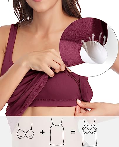 Image of V FOR CITY Tank Top for Women with Built-in Padded Bra Adjustable Wide Strap Camisole Cotton Cami Shirts