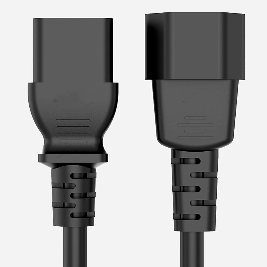 IEC C13 auf C14 Netzkabel, 18 AWG, schwer entflammbar, Kupferkern-Verlängerungskabel für Elektronik und Bürogeräte