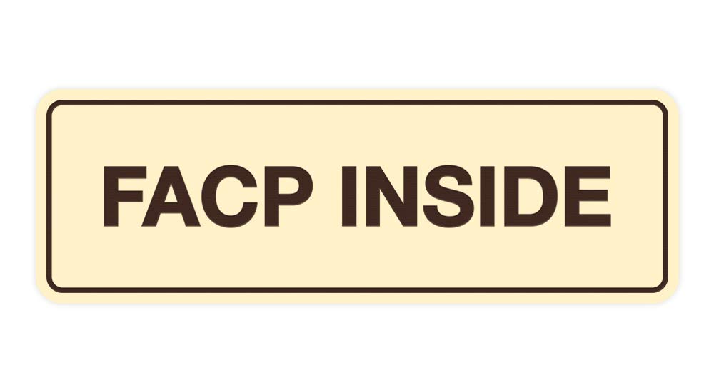 Signs ByLITA Standard FACP Inside Sign | Fire Safety Signage (Ivory/Dark Brown) - Large 1 Pack