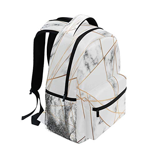 AUUXVA Backpack Geometric Marble Print Travel Daypack Large Capacity Rucksack High School Book Bag Computer Laptop Bag for Girls Boys Women Men2