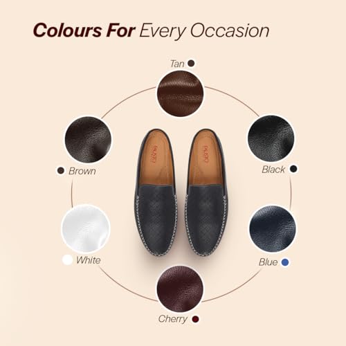 Image of FAUSTO Mens Perforated Stylish Driving Moccasins | Half Shoes for Office & Outings | Driving Loafers | Casual and Formal Mules | Soft Cushioned Insole