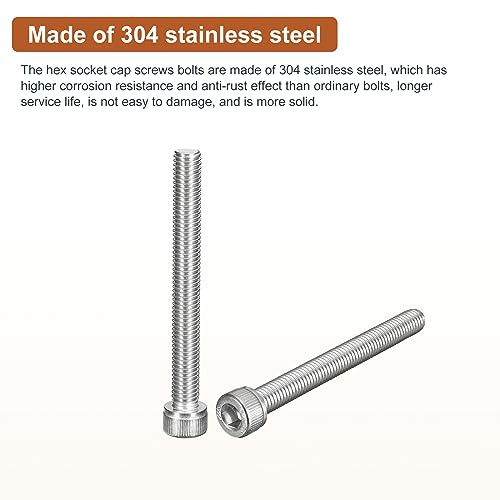 DTGN M8x75mm Socket Head Cap Screws Bolts, 5Pcs 304 Stainless Steel 18-8, Metric Machine Hex Socket Screw, Hex Drive - Image 3