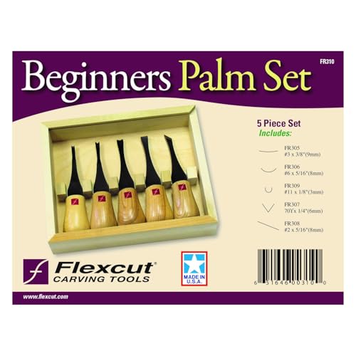 Flexcut Carving Tools, Beginners Palm Set, Gouges for Woodcarving, Set of 5 (FR310)