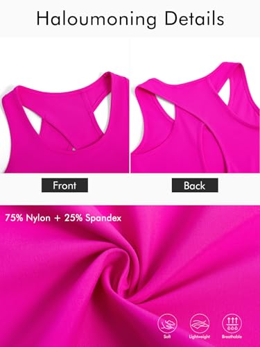 Image of Haloumoning Girls Athletic Tank Tops Racerback Sleeveless Dry Fit Active Sports Running Yoga Shirts
