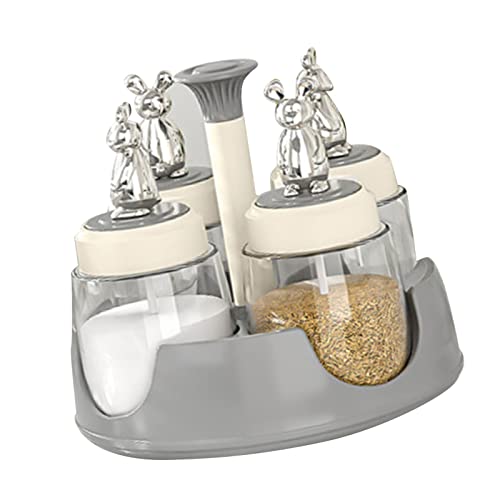 Gewürzregal, Gewürzregal-Organizer-Design, 2 Ebenen, Großes Fassungsvermögen, Rutschfester Boden, Wandmontage, Gewürzregal für die Küche, Hochwertiges Glas, Drehbares Gewürzregal, (Grau)