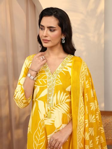 Image of Libas Printed Cotton Blend Straight Kurta Set for Women | daily wear suit