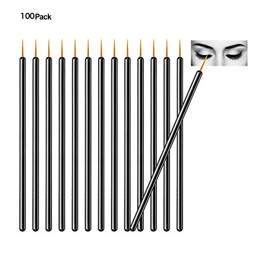 TygoMall 100pcs Disposable Eyeliner Brushes With Covers On the Hair Beauty Makeup Tools Wand Applicator (Size: 9cm, Thick: 0.2cm, Color Black)