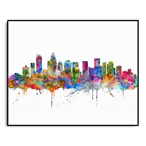 Charlotte Skyline, Charlotte Art Print, Skyline Watercolor Art, Charlotte City Wall Art, Skyline Artwork, Watercolour Charlotte Decor, Charlotte Gift, City Building Skyline, 8x10 inch No Frame