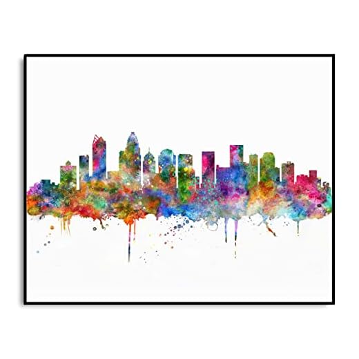 Charlotte Skyline, Charlotte Art Print, Skyline Watercolor Art, Charlotte City Wall Art, Skyline Artwork, Watercolour Charlotte Decor, Charlotte Gift, City Building Skyline, 8x10 inch No Frame