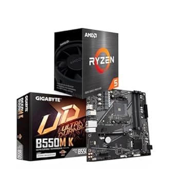 KIT PROCESSADOR AMD RYZEN 5 5600GT + PLACA MÃE GIGABYTE B550M K DDR4