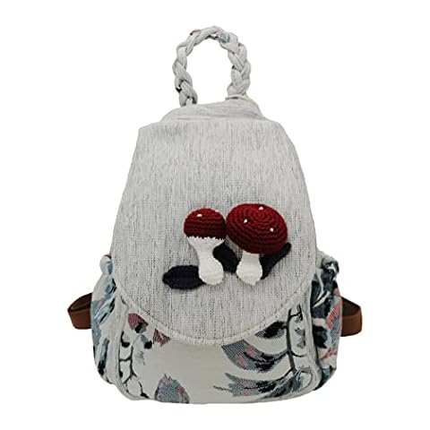 Mochila HUANGGUOSHU de algodón para mujer, estilo hippie, multibolsillo Cover