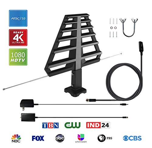 ANTAN Outdoor Antenna with Mounting Base For Attic or Roof & 33FT RG6