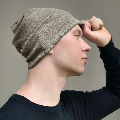 MCTi Slouchy Beanie for Men Women, Winter Warm Stretchy Skull Cap Hat Lightweight for Running Cycling 2 Packed
