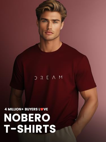 Image of Nobero 100% Cotton Tshirts for Men Combo Pack of 3 | Regular Fit | Printed | Round Neck Half Sleeve
