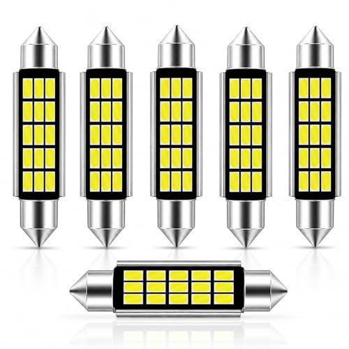 C5W Led.(6 uds).Luces Led Coche.Luz Matricula.CANBUS 12V.Longitud: 42 mm.Varios tamaños a elegir (31 36 39 y 42 mm).Para Maletero,Guantera,Puertas.Bombillas Led Coche.Blanca Ultrabrillante. ALBURANⓇ
