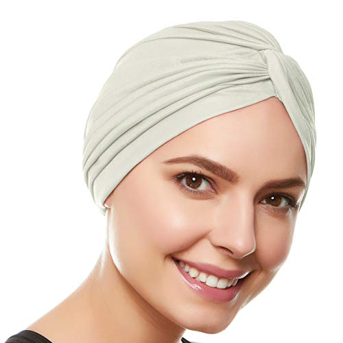 Beemo Polyester Twisted Pleated Turban Head Cover - Ivory