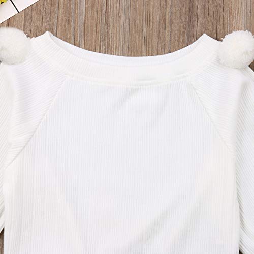 Baby Girl Winter Spring Clothes For Toddler Kids Knitted Sweater Shirt Top + Button Skirt Dress Warm Outfits Set (White Top + Black Skirt Set, 1-2 Years) #TOP3