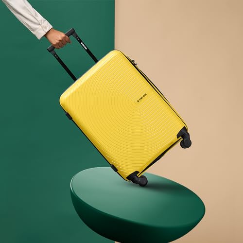 Image of Stony Brook by Nasher Miles Crescent Hard-Sided Polypropylene Cabin Luggage Yellow 20 Inch 55Cm Spinner Trolley Bag