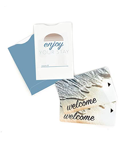 FrontDesk Supply Magnetic Stripe - Hotel and Motel Supply Kit Duo – (500) Magnetic Stripe Key Cards and (1000) Hotel Key Sleeves in Matching Beach Design
