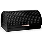 EHC Bread Bins for Kitchen, Bread Box with lid, Kitchen Storage Bin, Bread Container, Black, VENTILATED Back to keep Contents Fresher for longer