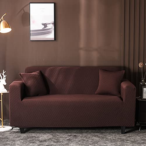 Housse de protection canapé 2 places extensible marron foncé - 2
