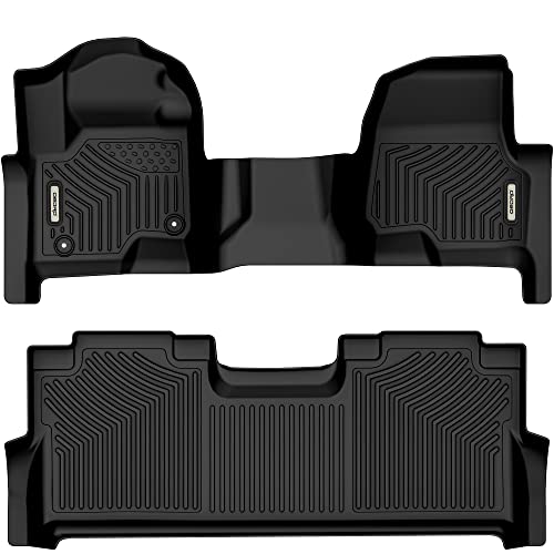 OEDRO Floor Mats Fits for 2017-2022 Ford F-250/F-350 Super Duty Crew Cab with 1st Row Bench Seat, with Factory Storage Box, Custom Fit Black TPE All-Weather Protection Floor Liners