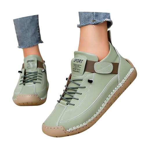 Zapatillas de cuero para hombre y mujer, informales, ortopédicas, con cordones, para caminar, sin cordones, de ajuste ancho, con soporte de arco, para senderismo, senderismo, para exteriores, botas