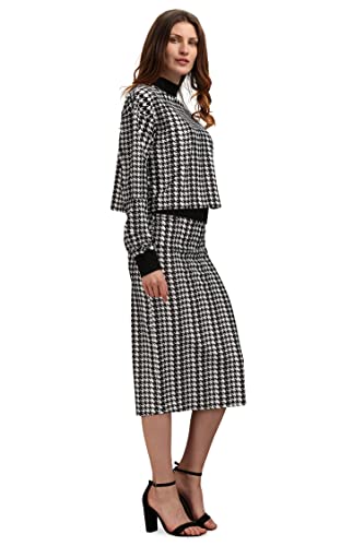Image of PURVAJA Women's Midi Dress (Maxi-020-Broken Checks-M Black M)