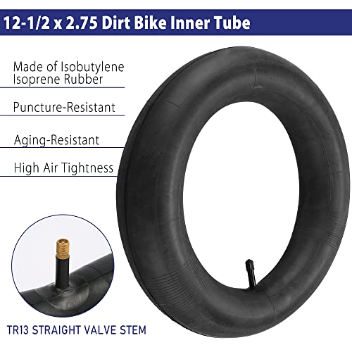 12.5X2.75, 12.5X3.0, 12.5X2.5 Inner Tube For Razor Dirt Rocket Mx350 Mx400, X-Treme X-560, Ezip E-500 E-750 E-900 E-1000, 12-1/2 X 2-3/4 Scooter Inner Tube With Tr13 Straight Valve #TOP1