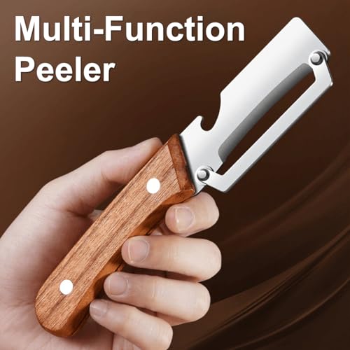 Stainless Steel Vegetable Peeler with Wooden Handle Ergonomic Potato Peeler & Fruit Slicer Sharp Blade for Carrot Apple Kiwi Easy Grip Kitchen Tool (2PCS) - Image 5
