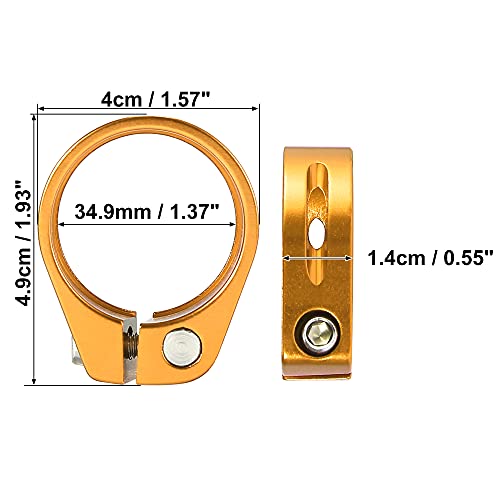 X AUTOHAUX 34.9mm Aluminium Alloy Bike Seat Post Clamp Seat Post Clip Gold Tone - Image 3