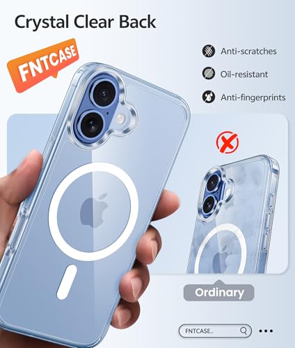 Image of FNTCASE for iPhone 17 Case: [Compatible with Magsafe] [Screen Protector] Anti Yellowing Transparent Clear Magnetic Phone Cover - Military Grade Shockproof Drop Proof Protective Cases - Clear