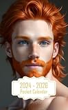 Pocket Calendar 2024-2026: Two-Year Monthly Planner for Purse , 36 Months from January 2024 to December 2026 | Male ginger | Freckles | Skinny | 6 abs ... | 20 year old | Deep gaze | Dynamic posing