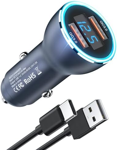 Caricabatteria Auto AINOPE 36W Doppia Porta QC3.0 - Metallico, Ricarica Rapida Per IPhone E Android