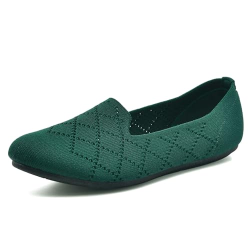 Image of poemlady Women's Ballet Flat Shoes Dress Shoes Knit Round Toe Slip On Ballerina Walking Flats Shoes for Woman Low Wedge Casual