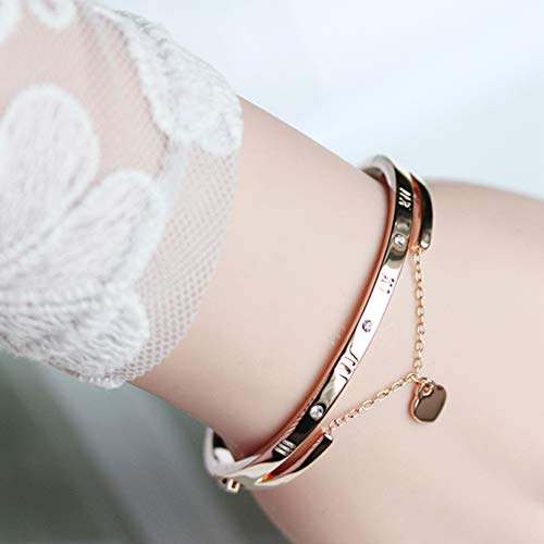 Holibanna Bracelete de coração com números romanos, pulseira de liga para decoração de joias feminin