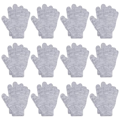Image of ONESING 12 Pairs Kids Gloves - Warm Knitted Winter Gloves Bulk for Girls Boys | Children Gloves Designed for Cold Weather